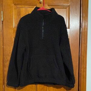 SO Cozy Black Sherpa Pullover